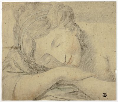 Schlafende Frau mit Kopf auf den Armen von Unknown artist