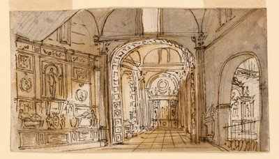 Bühnenbild, Kircheninneres von Unknown artist