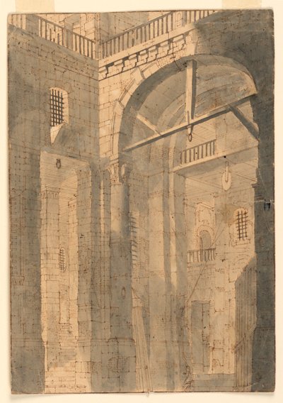 Bühnenbild, Gefängnishalle von Unknown artist