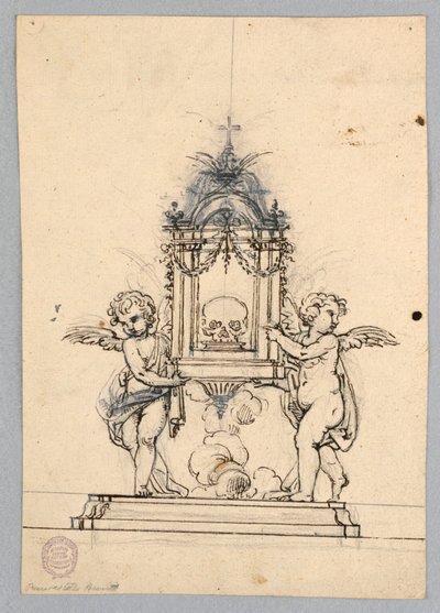 Die Erhebung eines Reliquienschreins mit einem Schädel von Unknown artist