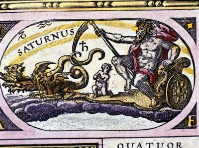Der Gott Saturn (Kronos) auf einem von zwei Drachen gezogenen Wagen von Unknown artist