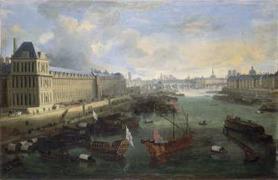 Die Grande Galerie des Louvre, der Pont-Neuf, die Cité, das Collège des Quatres-Nations, ca. 1670 Auf der Seine, die königliche Galeere, zwischen 1670 und 1685 von Unknown artist