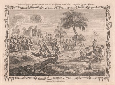 Die Landung von Captain Rogers Männern in Kalifornien und ihre Begrüßung durch die Einheimischen von Unknown artist