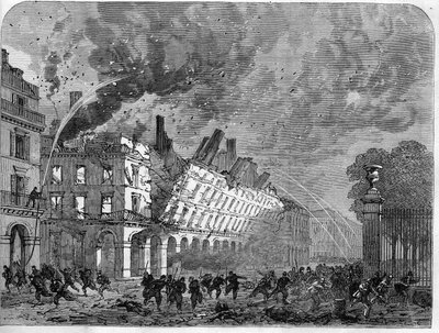 Die Pariser Kommune 1871. Brand des Finanzministeriums verursacht durch die Föderierten (Kommunarden) während der blutigen Woche (22.-28. Mai) von Unknown artist