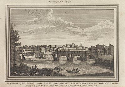 Die Überreste der Senatorenbrücke am Tiber; jetzt Ponte Rotto genannt, über diese Brücke passierte der Senat immer, um die Sybillinischen Bücher am Monte Gianiculo zu konsultieren von Unknown artist