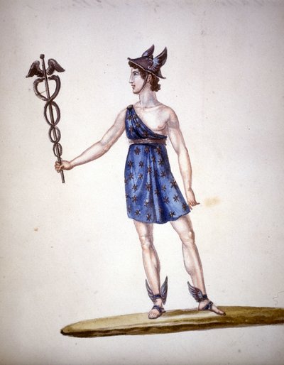 Der römische Gott Merkur oder Hermes bei den Griechen. von Unknown artist