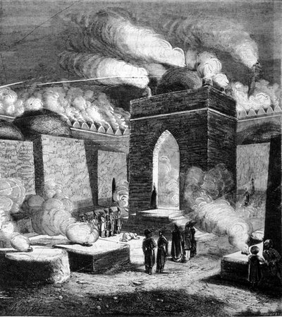 Der Feuertempel von Atesh - gah in Baku, Aserbaidschan. 19. Jahrhundert Gravur von Unknown artist