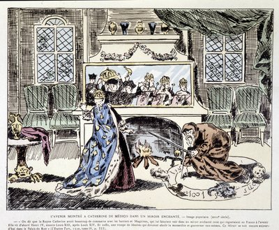 Die Zukunft gezeigt Katharina von Medici (Caterina de Medici) in einem verzauberten Spiegel - Volksbild des 18. Jahrhunderts von Unknown artist