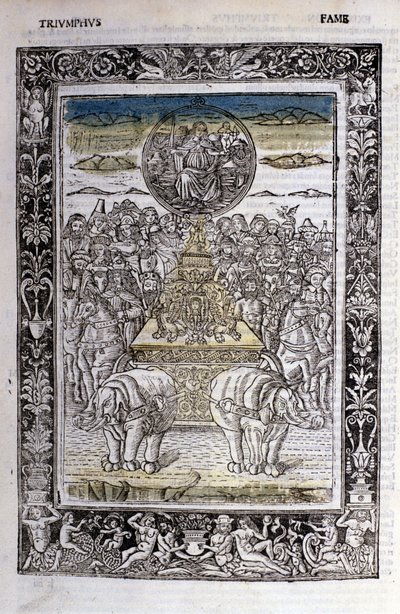 Triumph des Ruhms von Francesco Petrarca (Petrarca). Miniatur sd. Bibl. Trivulziana, Mailand von Unknown artist
