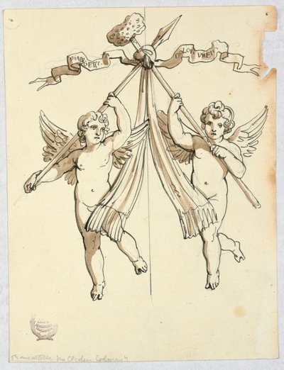Zwei Engel mit Lanze und Heiligem Schwamm von Unknown artist