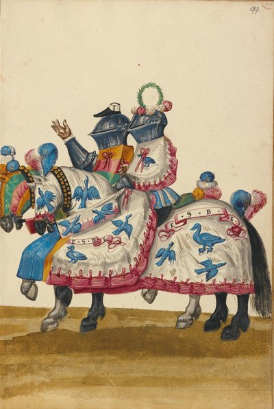 Zwei Männer in Rüstung für ein Turnier von Unknown artist