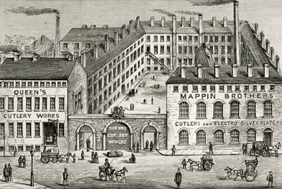 Ansicht der Mappin Brothers Besteckfabrik in London (Detail) von Unknown artist