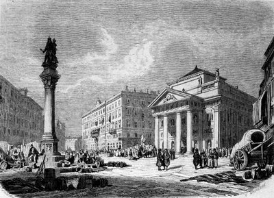 Ansicht des Place de la Bourse in Triest (während der österreichischen Periode) von Unknown artist