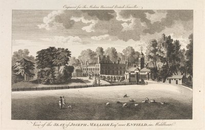 Ansicht des Sitzes von Joseph Mellish, Esquire bei Enfield in Middlesex, Außenbezirk - Nord von Unknown artist