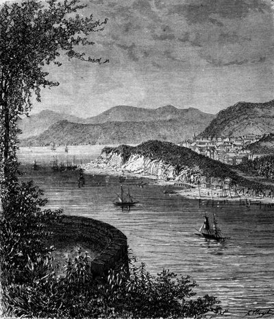 Ansicht des Sankt-Lorenz-Stroms in Nordamerika. Stich aus dem 19. Jahrhundert von Unknown artist
