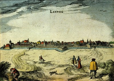 Ansicht der Stadt Leipzig in Deutschland. Gravur des 18. Jahrhunderts von Unknown artist