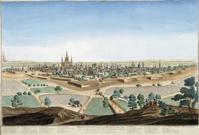 Ansicht der Stadt Mailand, Italien mit der Kathedrale und den Befestigungen. Gravur aus dem 18. Jahrhundert. von Unknown artist