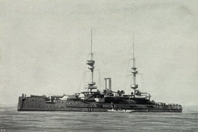 Englisches Schlachtschiff Ocean, versenkt während der Schlacht von Dardanellen am 18. März von Unknown photographer