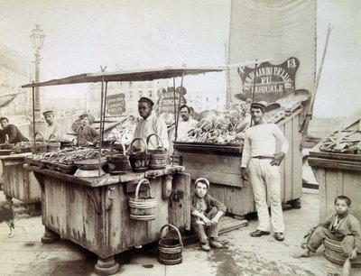 Austernverkäufer aus Santa Lucia in Neapel, Ende des 19. Jahrhunderts von Unknown photographer