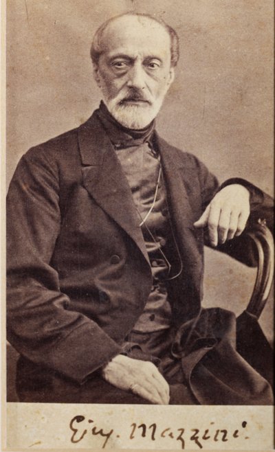 Porträt von Giuseppe Mazzini, mit Autogramm von Unknown photographer