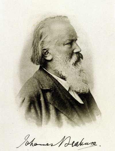 Porträt von Johannes Brahms (1833 - 1897), deutscher Komponist auf einem Autographenfoto von Unknown photographer