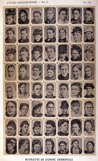 Porträts krimineller Frauen. Album mit Fotografien, gesammelt von Cesare Lombroso (1835-1909), italienischer Kriminologe: „Der kriminelle Mensch“ von Unknown photographer