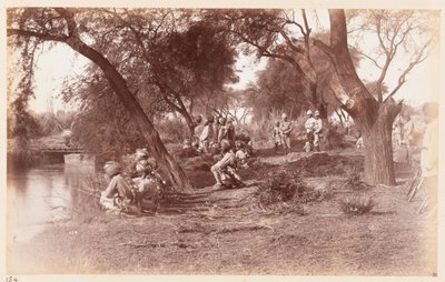 Die Einnahme der Alipur-Kanalbrücke durch die Guides-Kavallerie, Delhi-Übungslager, 1885 von Unknown