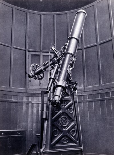 Das Teleskop von Giovanni Virginio Schiaparelli (1835-1910) Astrophysiker in Brera (Mailand). Er beobachtete geradlinige Konfigurationen auf dem Planeten Mars, die er die Marskanäle (canali) nannte von Unknown photographer