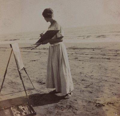 Junger Maler am Strand in Forte dei Marmi, Italien von Unknown photographer