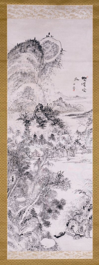Leere Fähre an einer Wildnisüberquerung von Uragami Gyokudo