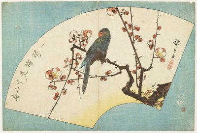(Papagei auf einer blühenden Pflaume), Mitte des 19. Jahrhunderts von Utagawa Hiroshige