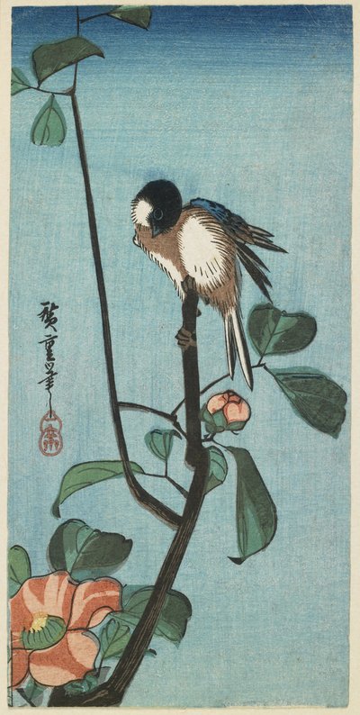 (Meise auf Kamelie), 1830-1858 von Utagawa Hiroshige