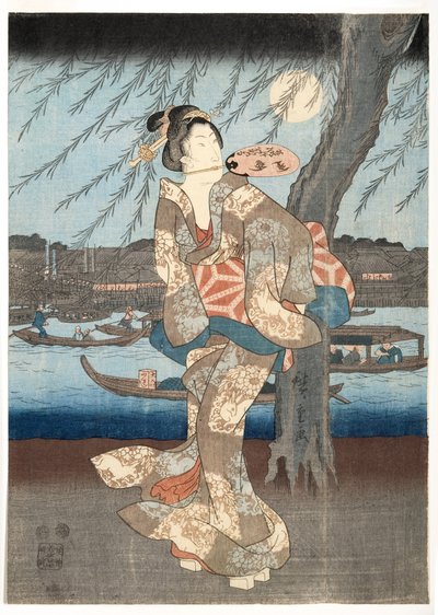 Ein kühler Sommerabend in Ryogoku, 1848-51 von Utagawa Hiroshige