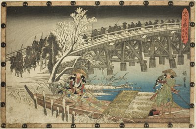 Akt 11, Teil 1: Der Anmarsch zum nächtlichen Angriff, aus der Serie "Die Rache der treuen Vasallen" von Utagawa Hiroshige