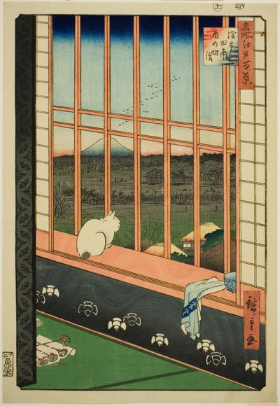 Reisfelder von Asakusa und Torinomachi-Festival, aus der Serie "Hundert berühmte Ansichten von Edo" von Utagawa Hiroshige
