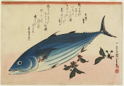 Bonito und Kirschblätter, 1832-1833 von Utagawa Hiroshige