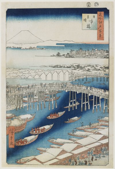 Klares Wetter nach Schnee, Nihonbashi-Brücke, Mai 1856 von Utagawa Hiroshige