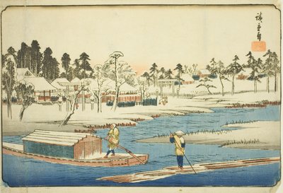 Klares Wetter nach Schnee in Massaki (Massaki yukibare no zu), aus der Serie "Berühmte Orte in der östlichen Hauptstadt (Toto meisho)" von Utagawa Hiroshige