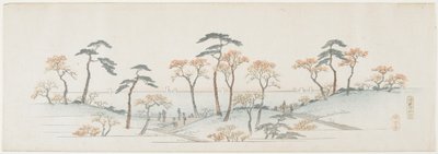 Bunte Blätter am Kaianji-Tempel, 1837-1844 von Utagawa Hiroshige