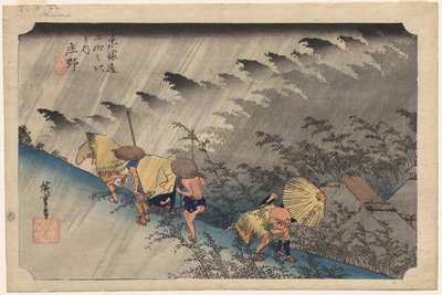 Starkregen bei Shono (Station 46) aus der Serie Dreiundfünfzig Stationen des Tokaido von Utagawa Hiroshige