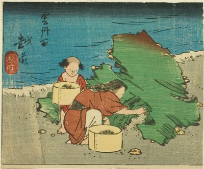 Echizen, Abschnitt von Blatt Nr. 10 aus der Serie "Ausschnitte der Provinzen (Kunizukushi harimaze zue)" von Utagawa Hiroshige