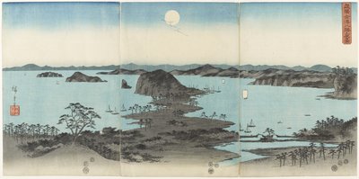 Acht Ansichten von Kanazawa in der Provinz Musashi bei Nacht, Juli 1857 von Utagawa Hiroshige