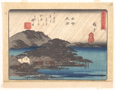 Abendregen in Karasaki, aus der Serie Acht Ansichten von Ōmi von Utagawa Hiroshige