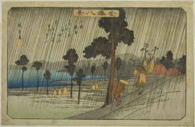 Abendregen in Koizumi, aus der Serie "Acht Ansichten von Kanazawa" von Utagawa Hiroshige