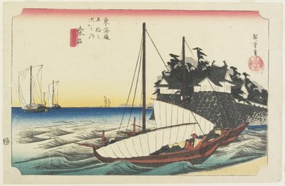 Fährtor von Shichiri, Kuwana, ca. 1833 von Utagawa Hiroshige