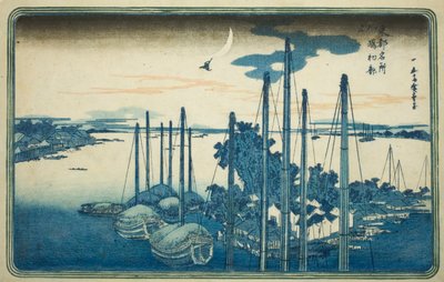 Erster Kuckuck des Jahres auf der Insel Tsukuda, aus der Serie "Berühmte Ansichten der östlichen Hauptstadt" von Utagawa Hiroshige