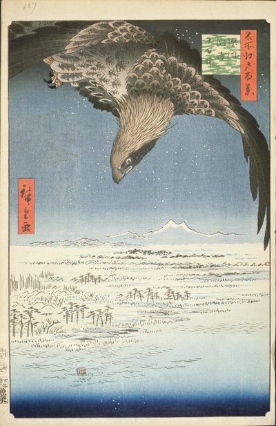 Fukagawa Susaki und Jumantsubo, Nr. 107 aus Einhundert berühmte Ansichten von Edo, 1857 von Utagawa Hiroshige