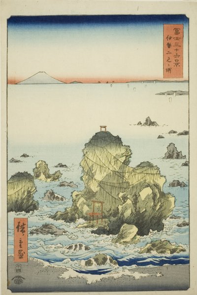 Futami-Bucht in der Provinz Ise, aus der Serie "Sechsunddreißig Ansichten des Berges Fuji" von Utagawa Hiroshige