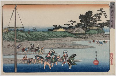 Muschelsammeln bei Ebbe in Susaki, aus der Serie Berühmte Orte in Edo von Utagawa Hiroshige