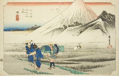 Hara: Berg Fuji am Morgen, aus der Serie "Dreiundfünfzig Stationen der Tokaido-Straße," auch bekannt als Hoeido Tokaido von Utagawa Hiroshige